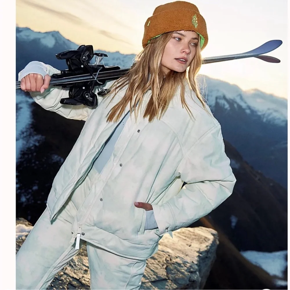 NWT Free People Movement Bunny Slope Printed Puffer Mountain Mist Mint Large - Picture 2 of 13